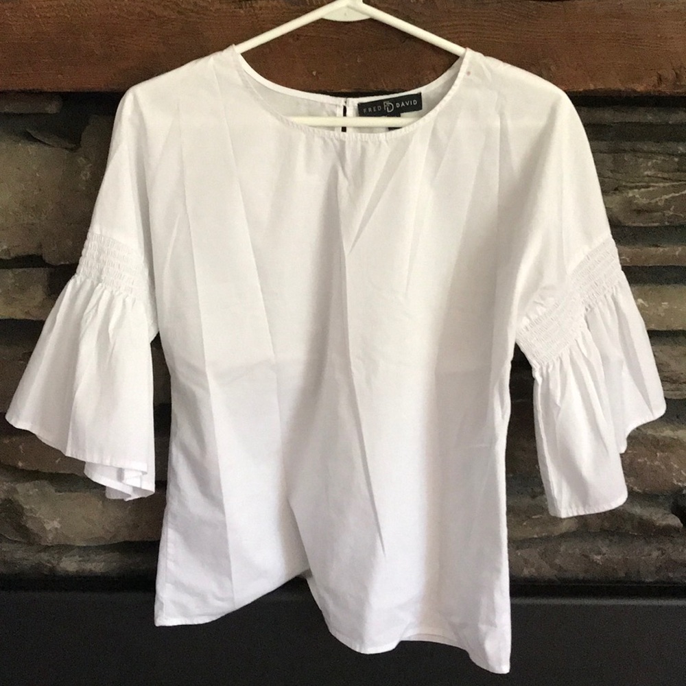 White bell sleeve blouse